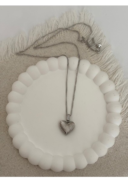 Xuping Kalp Model Bombeli Zirkon Taşlı Silver Renk Kolye fırsatları