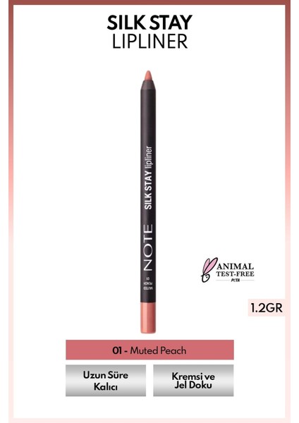Silk Stay Lipliner Suya Dayanıklı Ipeksi Dudak Kalemi - 01 Muted Peach - Nude
