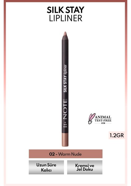 Silk Stay Lipliner Suya Dayanıklı Ipeksi Dudak Kalemi - 02 Warm Nude - Nude