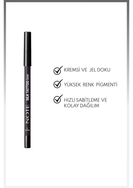 Silk Tattoo Liner Suya Dayanıklı Ipeksi Jel Göz Kalemi - 01 Midnight - Siyah (Mat) fiyatları