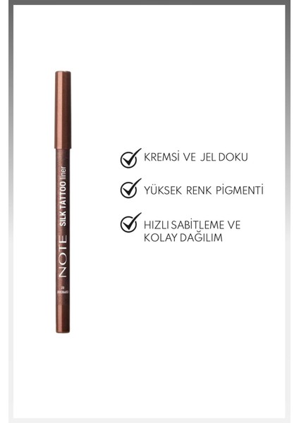 Silk Tattoo Liner Suya Dayanıklı Ipeksi Jel Göz Kalemi - 02 Espresso - Kahverengi (Işıltılı) fiyatları
