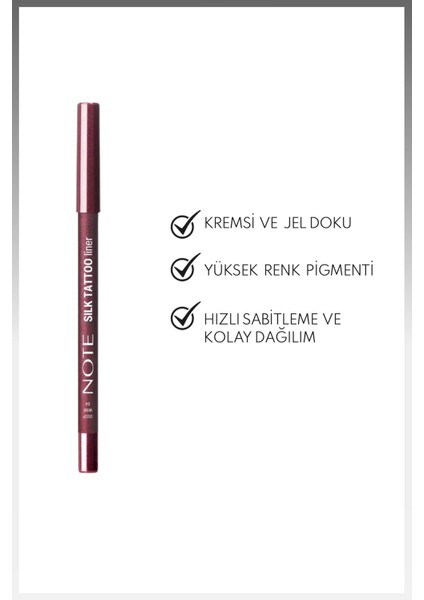 Silk Tattoo Liner Suya Dayanıklı Ipeksi Jel Göz Kalemi - 04 Deep Wine - Bordo (Mat) fiyatları