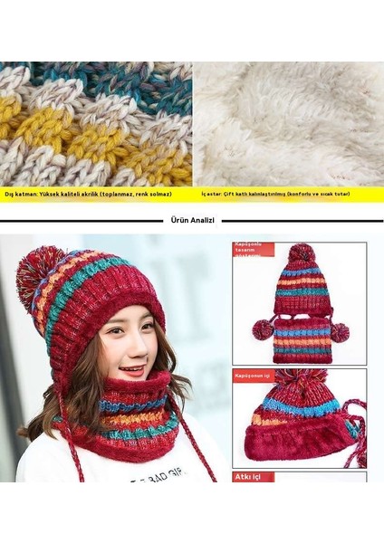 Kış Modaya Uygun ve Çok Yönlü Kore Tarzı Kadife Örme Yün Şapka Eşarbi (Yurt Dışından) modelleri