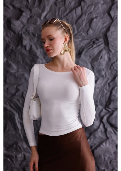 Buzzy Kumaş Uzun Kollu Kayık Yaka Bluz fiyatları