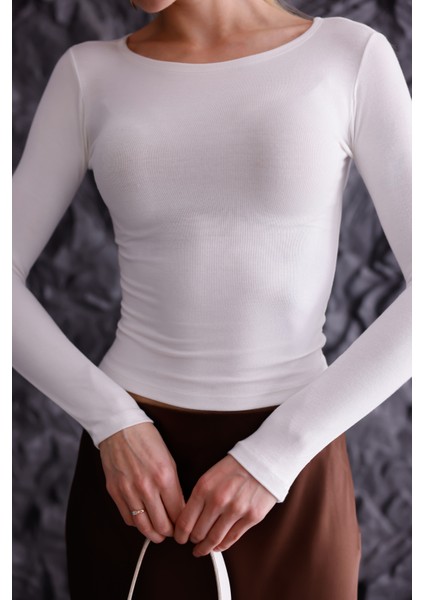 Buzzy Kumaş Uzun Kollu Kayık Yaka Bluz modelleri