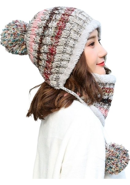 Kış Modaya Uygun ve Çok Yönlü Kore Tarzı Kadife Örme Yün Şapka Eşarbi (Yurt Dışından)