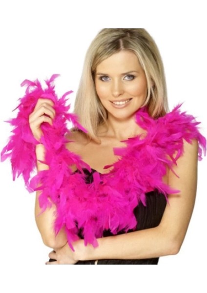 Fuşya Renk Kabarık Tüylü Otriş Boa Gerçek Tüy Dekorasyon fiyatları