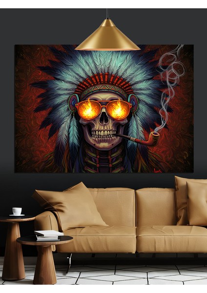 Kızılderili Kurukafa Simgesi Dekoratif Kanvas - Mdf Ahşap Tablo modelleri