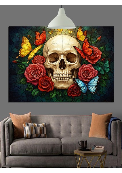 Kurukafa Güller Kelebek Sanat Dekoratif Kanvas - Mdf Ahşap Tablo fırsatları