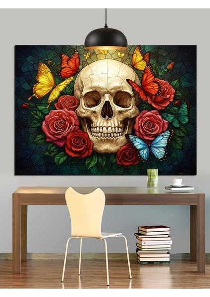 Kurukafa Güller Kelebek Sanat Dekoratif Kanvas - Mdf Ahşap Tablo indirimleri