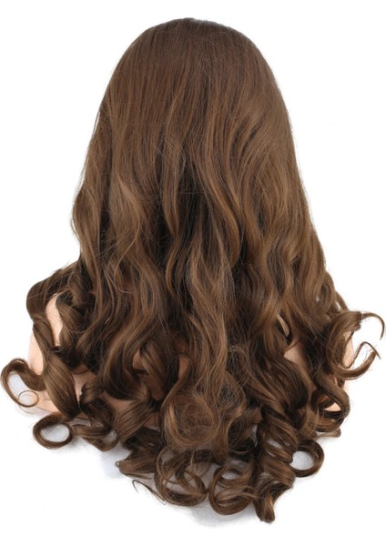 Dalgalı Perçemsiz Uzun Fiber Sentetik Peruk - Koyu Kumral indirimleri