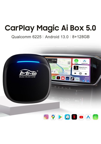 Max 5.0 Android 13, 8+128GB, Kablosuz-Wireless Carplay SM6225 Chipset Full Android Box fiyatları