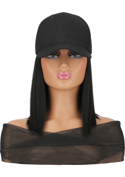 Tek Parçalı Peruk Şapka Kimyasal Elyaf Kısa Düz Saç Bobo Bob Şapka Peruk (Yurt Dışından)