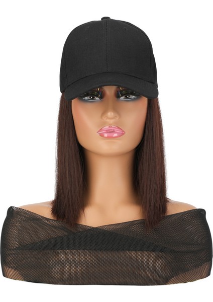 Tek Parçalı Peruk Şapka Kimyasal Elyaf Kısa Düz Saç Bobo Bob Şapka Peruk (Yurt Dışından)