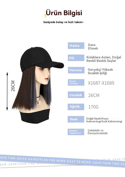 Tek Parçalı Peruk Şapka Kimyasal Elyaf Kısa Düz Saç Bobo Bob Şapka Peruk (Yurt Dışından) modelleri