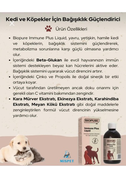 Kedi ve Köpekler Için Bağışıklık Güçlendirici 50 ml fiyatları
