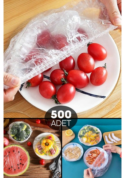 500 Adet Şeffaf Bone Pratik Tazeliği Koruyan Tencere Tabak Bonesi Gıda Koruma Saklama Kapak Bonesi