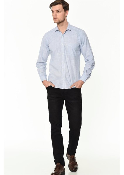 G625 Dewberry Keten Gömlek-Düz Mavi fiyatları