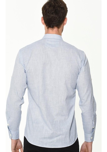 G625 Dewberry Keten Gömlek-Düz Mavi modelleri