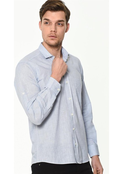 G625 Dewberry Keten Gömlek-Düz Mavi fırsatları