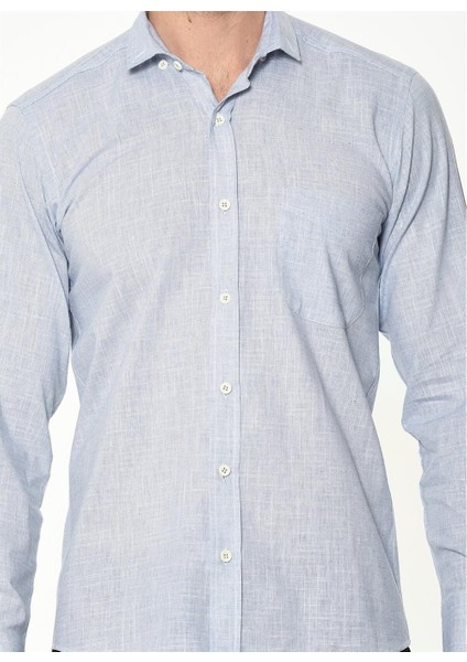 G625 Dewberry Keten Gömlek-Düz Mavi indirimleri