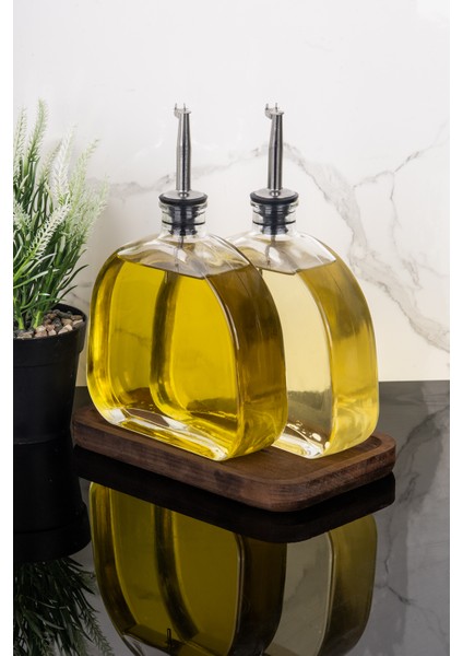 2li Lüx 500ML Yağdanlık Ahşap Standlı Silver Kapak Cam Yağlık Zeytinyağı Ayçiçekyağı Sosluk Sirkelik modelleri