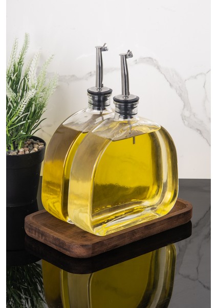 2li Lüx 500ML Yağdanlık Ahşap Standlı Silver Kapak Cam Yağlık Zeytinyağı Ayçiçekyağı Sosluk Sirkelik fırsatları