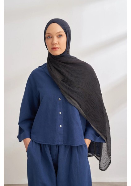 Siyah Lacivert Armanda Degrade Biyeli Müslin Şal 3359 fiyatları