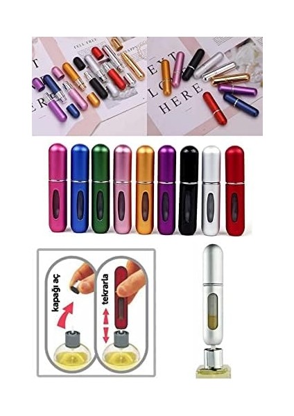 Mobee Dezenfektan Şişesinden Doldurulabilir Çanta Içi Mini Dezenfektan Parfüm Şişesi