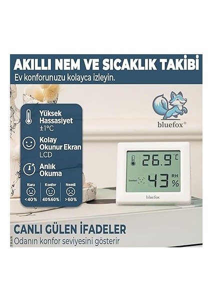 Dijital Oda Termometresi ve Nem Ölçer – LCD Ekranlı, Kompakt Higrometre, Iç Mekan Sıcaklık ve Nem Takibi, Mıknatıslı & Ayaklı & Duvar Tipi Kullanım – Mutfak, Bebek Odası, Ofis, Sera Için Uygun modelleri