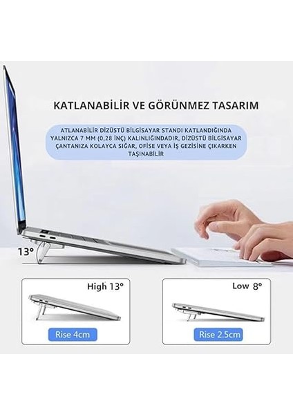Metal 2 Adet 7mm 3m Yapışkanlı Katlanabilir Ultra Mini Laptop Standı,2 Açılı Laptop Yükseltici Siyah fırsatları