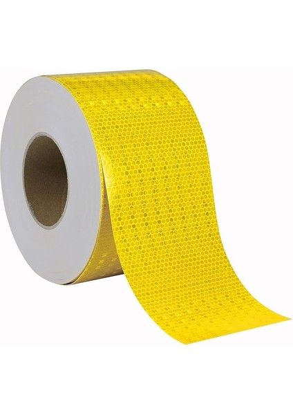 5 Metre Reflektörlü Reflektif Fosforlu Şerit Bant Reflekte Ikaz Bandı 10 cm Sarı