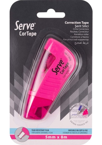 Cortape Şerit Silici 5 Mm*8mt Fosforlu Pembe Tekli Blister