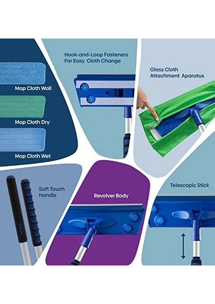 Mikrofiber Tekli Mop Set - Kuru modelleri