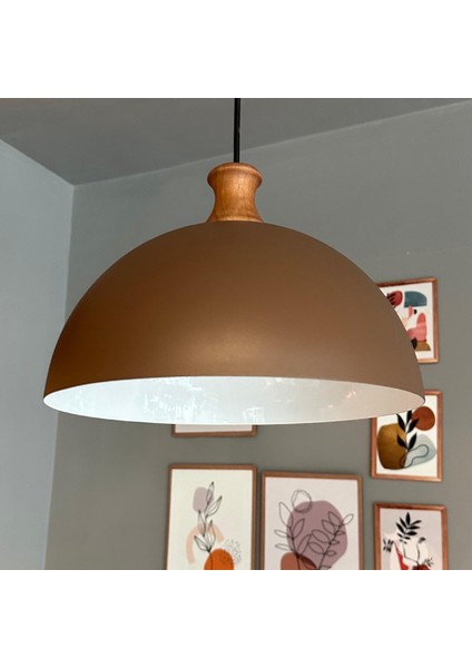 Yimpi Sütlü Kahve Ahşap Piyon Başlık Avize Tekli Sarkıt Salon Dekoratif Aydınlatma Pastane fiyatları