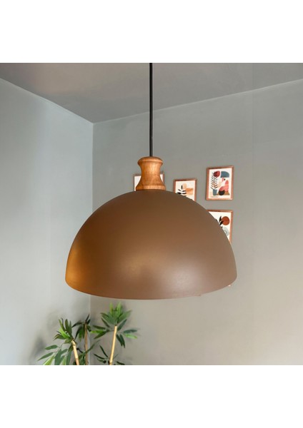 Yimpi Sütlü Kahve Ahşap Piyon Başlık Avize Tekli Sarkıt Salon Dekoratif Aydınlatma Pastane indirimleri