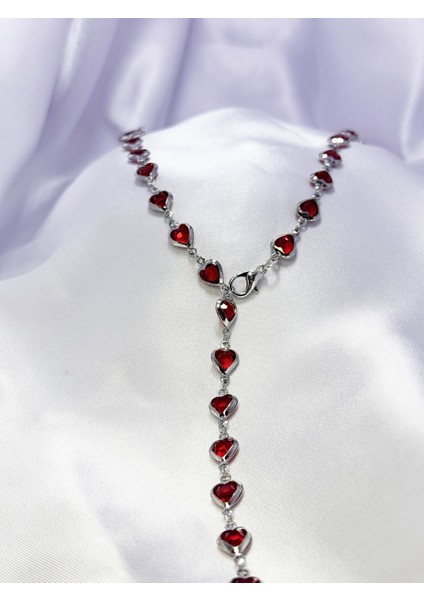 Kırmızı Kalp Y Kolye modelleri