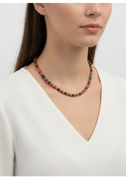 Renk Harmanı Doğal Taş Boncuk Kolye