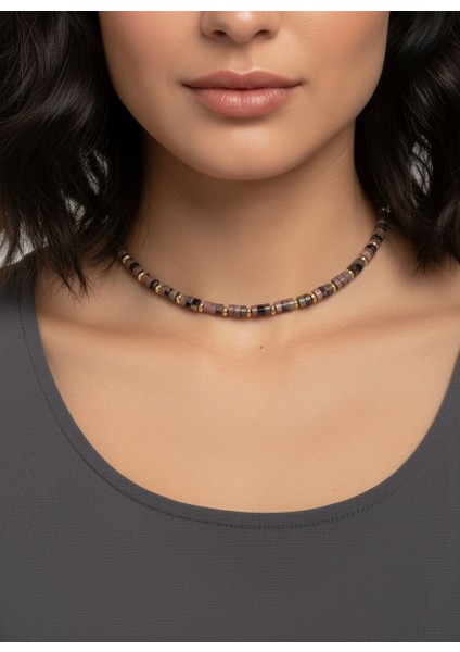 Renk Harmanı Doğal Taş Boncuk Kolye