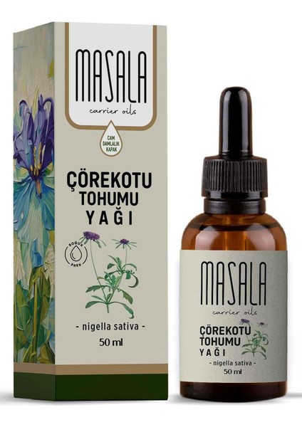 Masala Çörekotu Yağı 50 Ml. Soğuk Pres (Black Cumin Seed Carrier Oil)