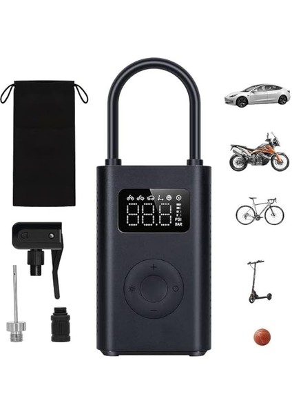 Mijia 2 Akülü Taşınabilir Hava Pompası, 150PSI, Araba Bisikleti Için, Lastik Sensörü Dahil, Amerikan/fransız Tarzı Nozullar modelleri