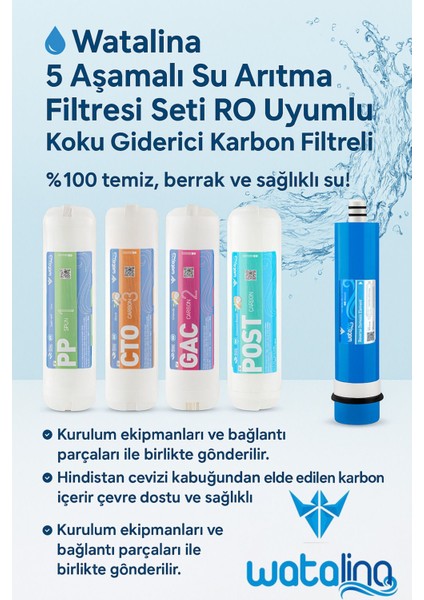 Tüm Kapalı Kasa Su Arıtma Cihazları ile Uyumlu 5'li Su Arıtma Filtre Seti fiyatları