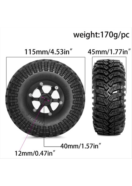 1/10 Rc Paletli Araç Axial SCX10 Wraith RR10 Capra Trx4 D Için 4 Adet 115 mm Metal 1,9 Inç Beadlock Jant Lastiği Seti (Yurt Dışından) fırsatları