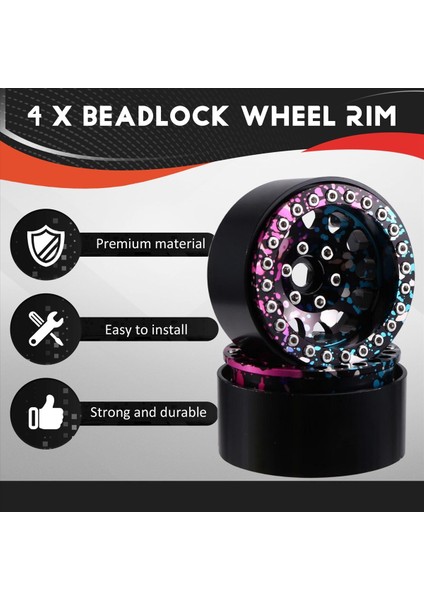 1/10 Trx4 SCX10 D90 CC01 Rc Paletli Araç Için 1,9 Inç Beadlock Tekerlek Gökkuşağı Jant Göbeği (Yurt Dışından) fırsatları