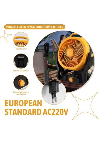Taşınabilir Kamp Vantilatörü 18V 20V Lityum Pil ile Çalışan Masaüstü Zemin Ab Fişi (Yurt Dışından) indirimleri