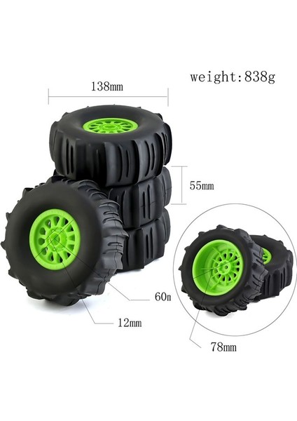 4 Adet 138MM 1/7 Çöl Kısa Kulvar Kamyon Lastiği 17MM Tekerlek Altıgen Udr Arrma Mojave Yikong Df7 Rc Araba Için, 1 (Yurt Dışından) fiyatları