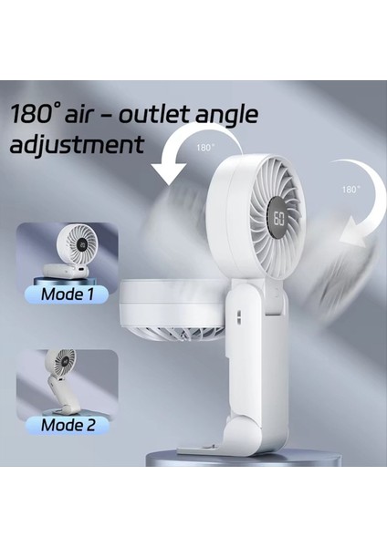 Taşınabilir Mini Soğutma Fanı 5 Hızlı USB Şarj Edilebilir Ekranlı 1500MAH Açık Hava Katlanabilir Boyun Askılı Fanlar B (Yurt Dışından) modelleri