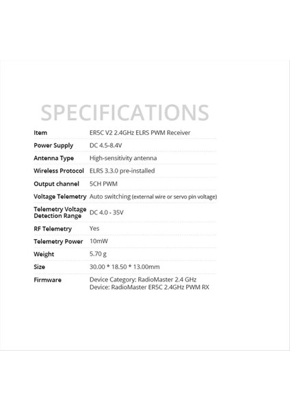 ER5C V2.0 2.4ghz Elrs Pwm Alıcısı Fcc 5ch Expresslrs 2.4ghz Rc Araba Için (Yurt Dışından) fiyatları