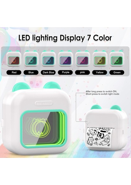 Mini Etiket Yazıcısı Rgb Işık Bluetooth Cep Mürekkepsiz Termal 10 Rulo Kağıt ve 5 Kalem Fmo A (Yurt Dışından) fiyatları
