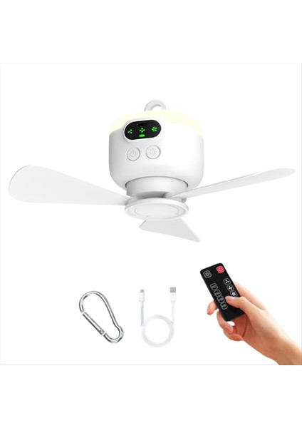 Uzaktan Kumandalı Ev Tipi Tavan Vantilatörü Kablosuz Küçük Taşınabilir LED Gece Lambası Kamp (Yurt Dışından)